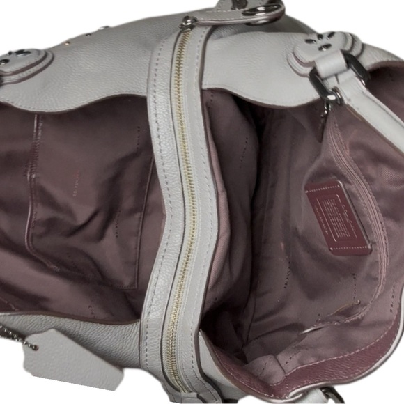 Coach Light Gray Leather Shoulder Bag - Picture 11 of 12